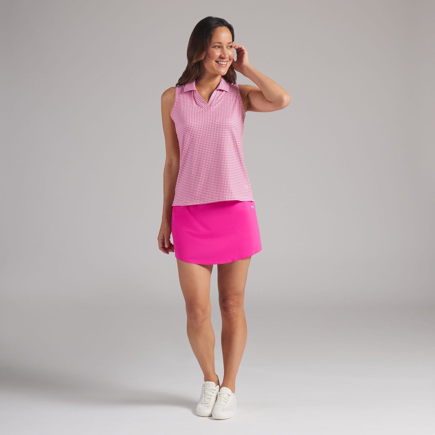 Women's CLOUDSPUN Mono Check Sleeveless Golf Polo
 – PUMA Golf On Sale